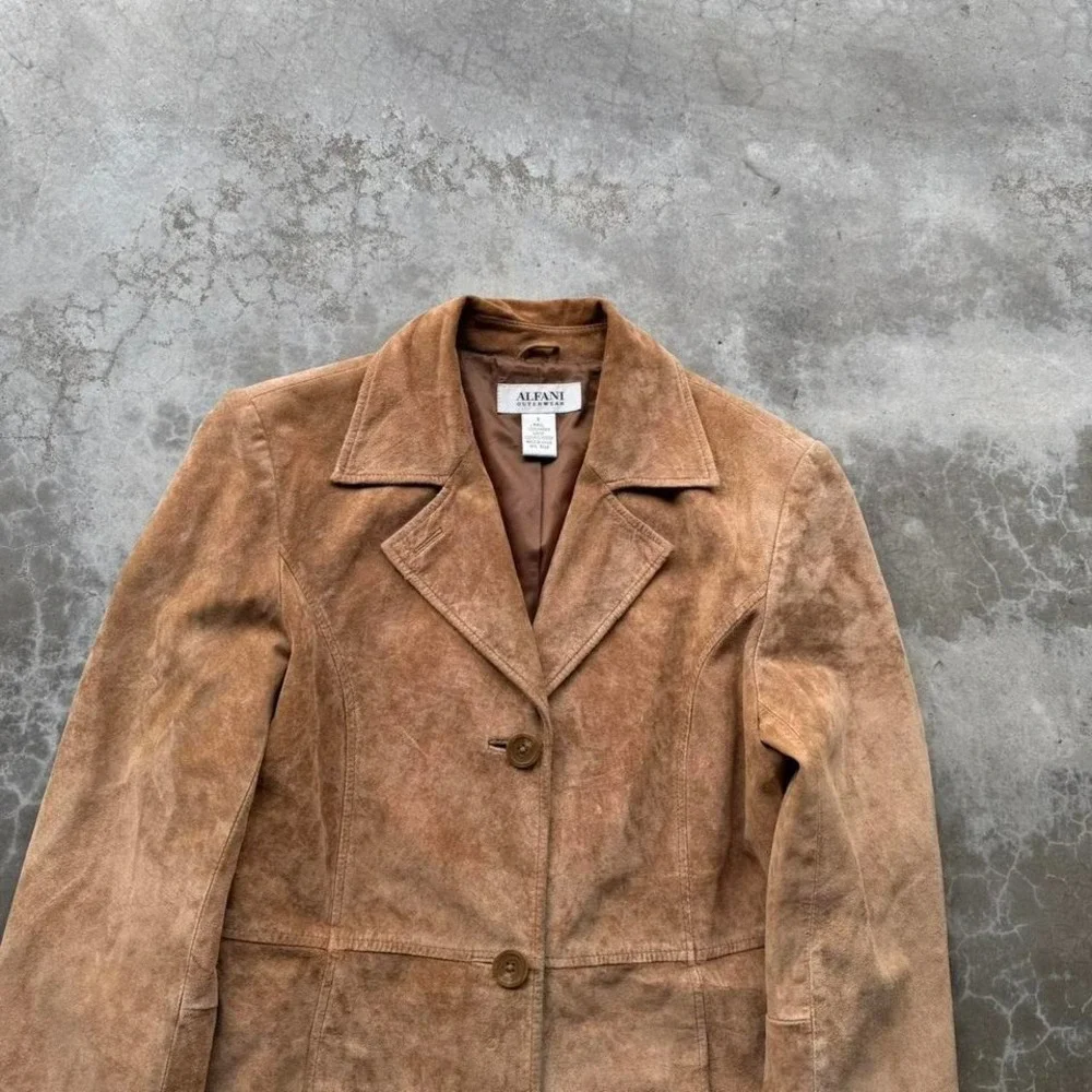 Vintage 90's Designer Alfani Tan Suede Soft leather jacket